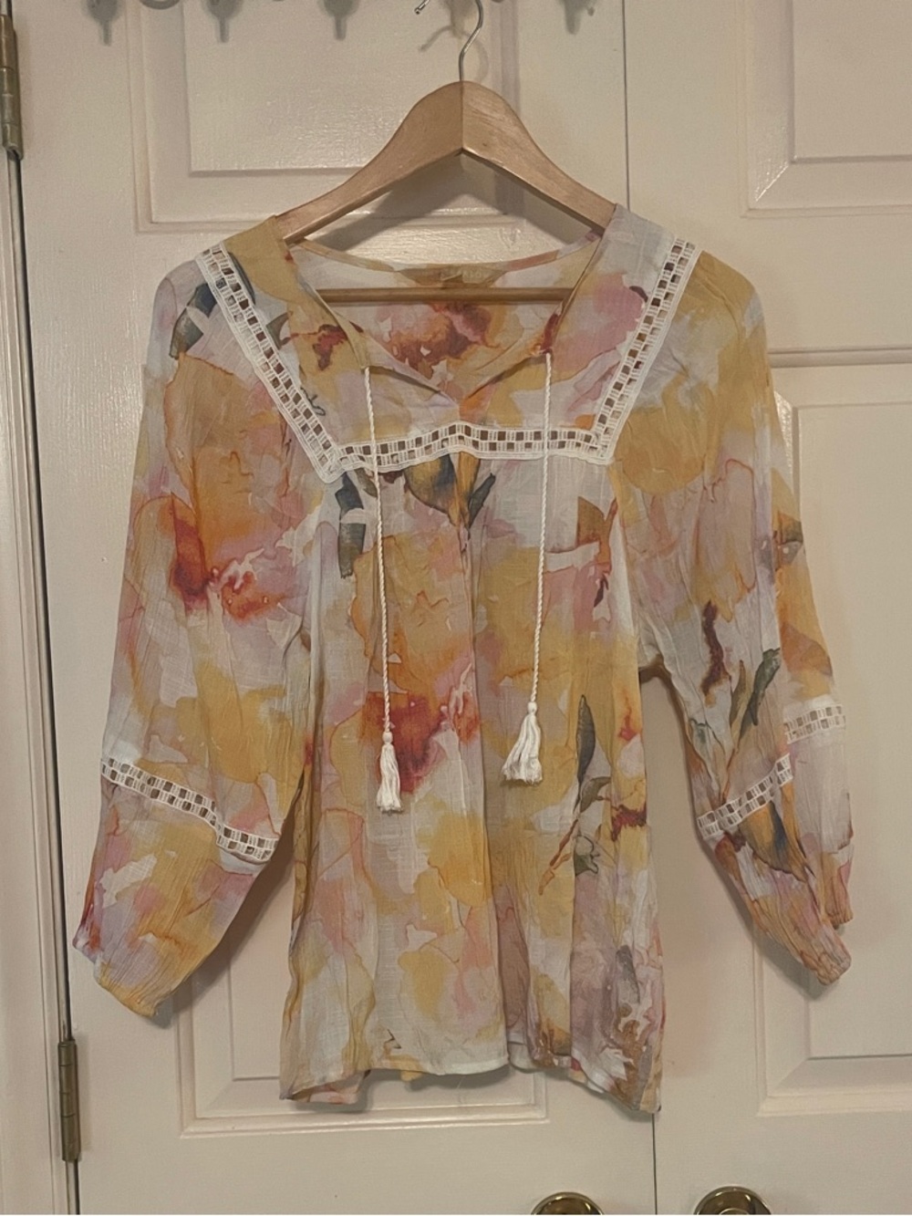 Hope & Harlow Floral Peasant Blouse M - Boho Chic & Resort Wear peasant